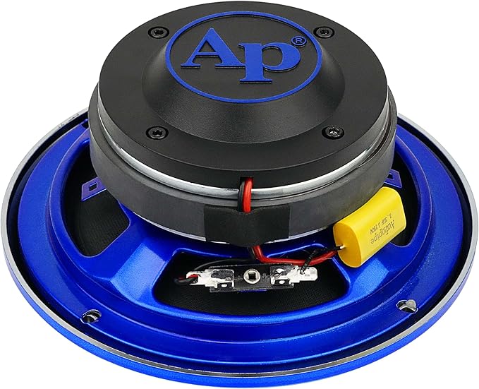 Audiopipe 6.5" Compression Horn Mid-Range Loudspeaker (APMB-628GH-BLU), 300W, Built-in Compression Horn Driver, Flat Steel Basket, 2-Way Coaxial, KSV Voice Coil, Grill, Sleek Candy Blue