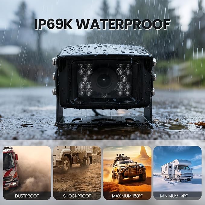 Back Up Camera with Screen, Night Vision Reverse Camera for RV, Truck, Trailer, Van, Camper, Hitch Assistance