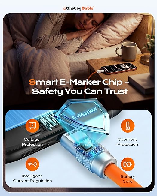 chubbycable Chubby 2.0 USB C 240W Fast Charging Cable Silicone Soft Durable USB C Cable Extra Thick Charger Cord Compatible with iPhone 17-15 Series iPad, White, Type-C to Type-C, 8.2FT