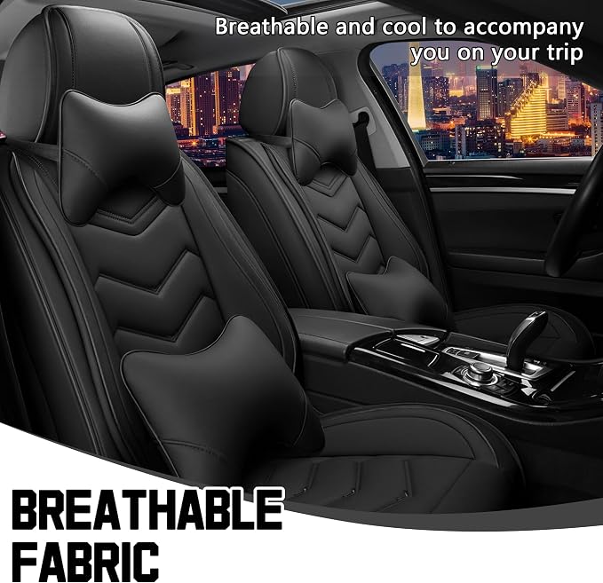 CTDS Car Seat Covers for Chevy Equinox 2005-2026, Stylish Sport Seat Cover, Premium Nappa Leather Car Seat Cover. Automobile Seat Covers Sets.(Luxury 2 Seats/Pure Black)
