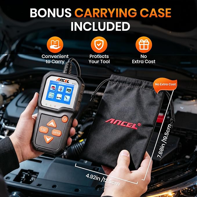 ANCEL BA301 6V 12V Car Battery Tester, 100-2000 CCA Automotive Load Tester Alternator Tester Auto Digital Battery Analyzer Cranking and Charging System Test Tool for Motorcycle Car Boat Truck SUV ATV