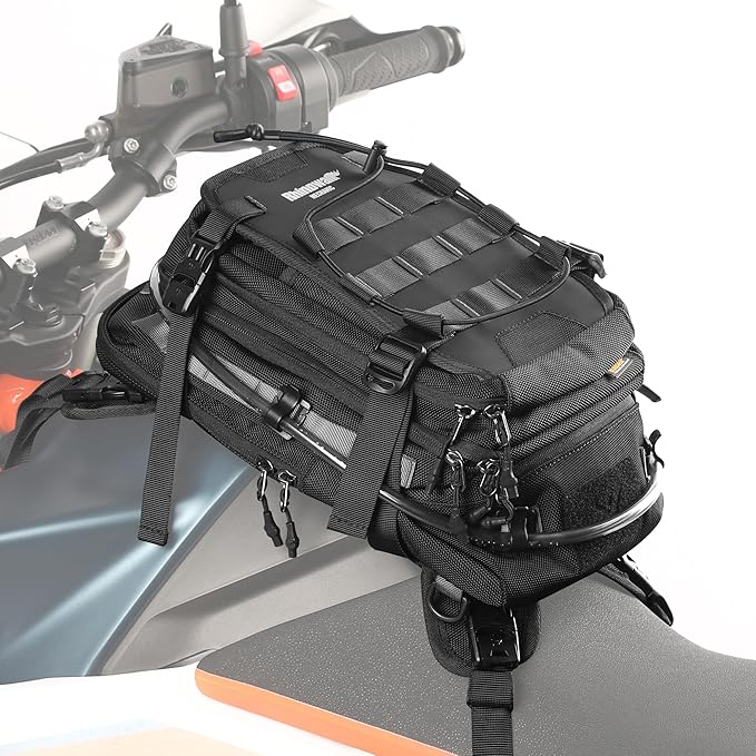 Rhinowalk Motorcycle Tank Bag Backpack Travel Luggage Separate Water Bag Duffel Bag with molle system fits most Adventure and Sport Motorcycle Frames
