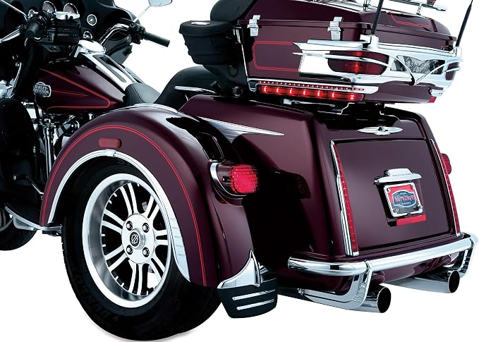 Kuryakyn 7220 Motorcycle Accent Accessory: Rear Wheel Mud Flaps/Splash Guards for 2011-19 Harley-Davidson Trike Motorcycles, Chrome, 1 Pair , Black