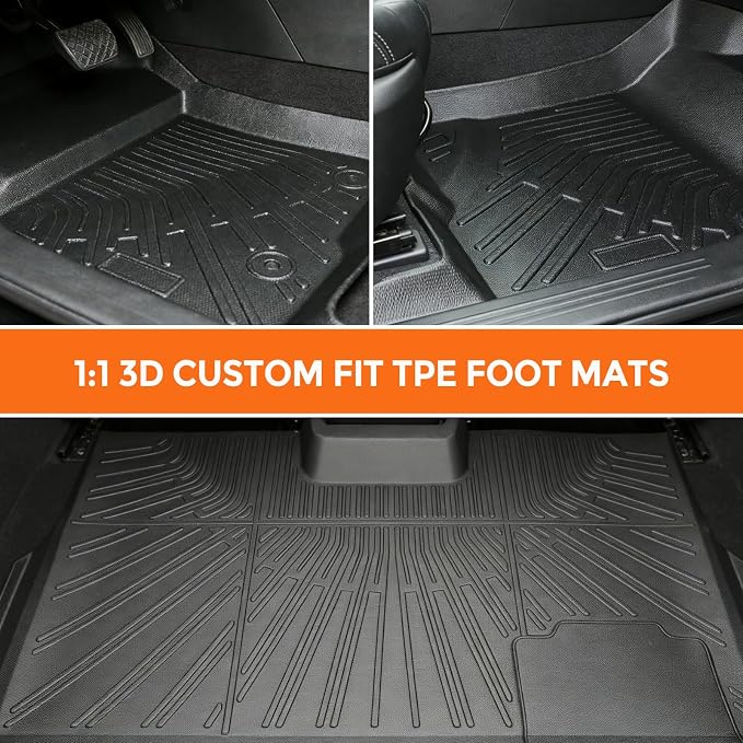 Floor Mats for Ford F-150 F150 SuperCrew/Crew Cab with 1st Row Bucket Seats 2010-2014 (Not for SuperCab or Regular Cab), Heavy Duty TPE All Weather Protection Waterproof Non-Slip (Two-Row Floor Mats)