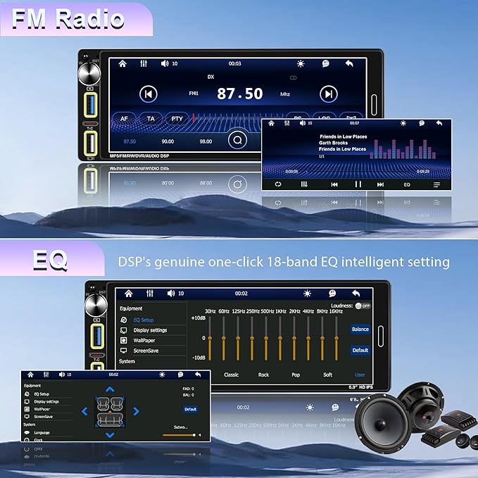 Single Din Car Stereo with Wireless Apple CarPlay & Android Auto, Designed for Older Vehicles, Bluetooth Hands-Free, FM Radio, Backup Camera Support