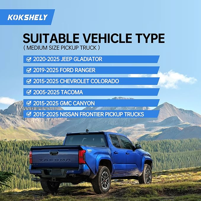 65.4'' Adjustable Truck Bed Rack Cross Bars(2-Pack) for Mid-Size Trucks, T-Slot Tonneau Cross Bars Compatible with Retractable Hard Tonneau Covers |Top Slide Mount Truck Bed Rack