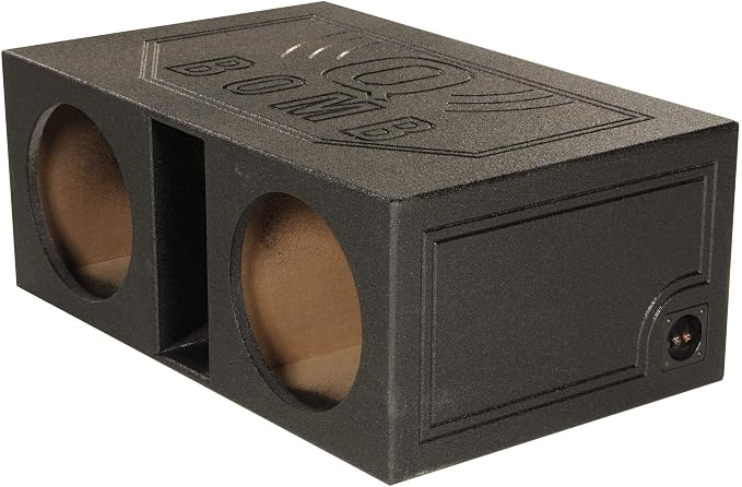 QPower 12 Inch Dual Vented Subwoofer Box, Ported Sub Enclosure System, Black - Car Audio and Sound Systems Accessories for Subwoofers and Speakers