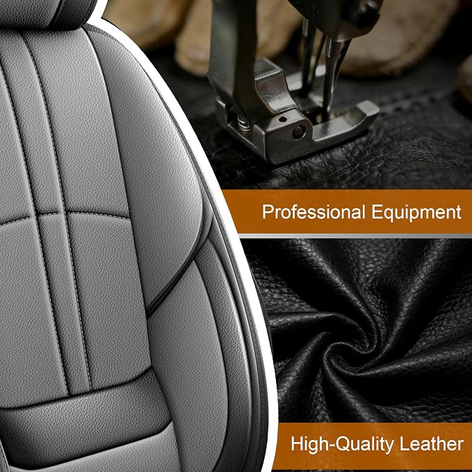 for Ford F150 Seat Covers 2009-2024 2025 2026 | F250 F350 F450 2017-2025 2026 Seat Covers Super Duty, Leather Waterproof, Custom Fit for Ford(Full Set,Black & Grey)