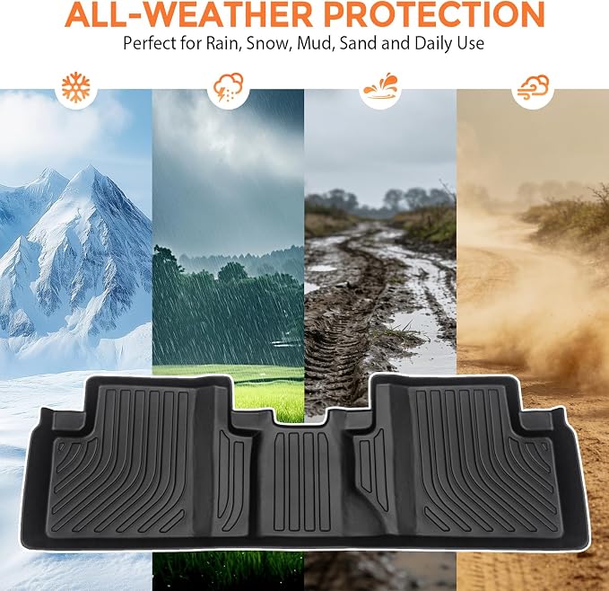 Floor Mats for Honda Civic & Civic Si 2012-2015 (Only for Sedan, Not for Coupe), Custom Fit Heavy Duty TPE All Weather Protection, Waterproof Non-Slip Black (Two-Row Floor Mats & Cargo Liner)