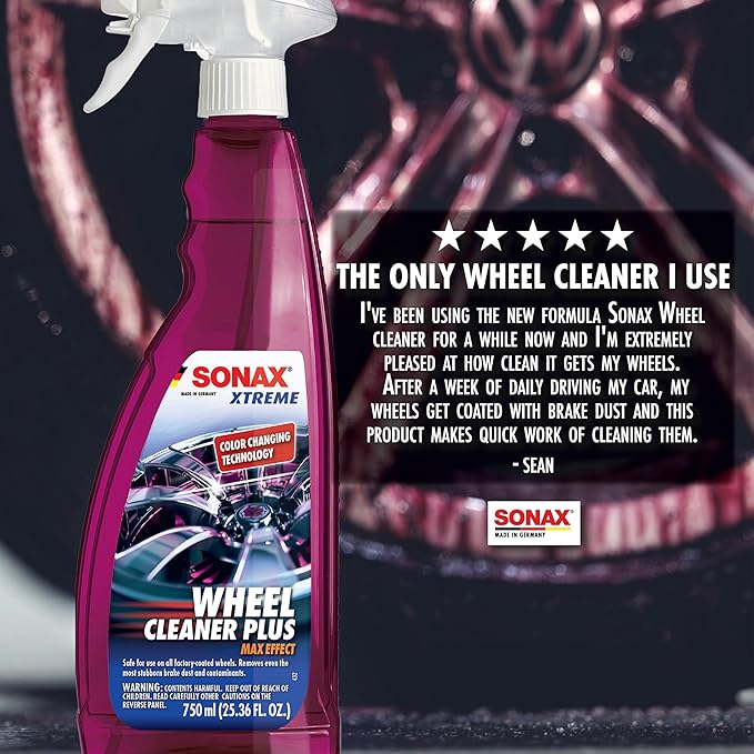 SONAX Wheel Cleaner Plus 5L 230505 | Non-Acid Color Changing Formula for Effortless Removal of Brake Dust Grime and Dirt | Safe for All Wheels | Professional Strength Cleaner | 5L (169oz)