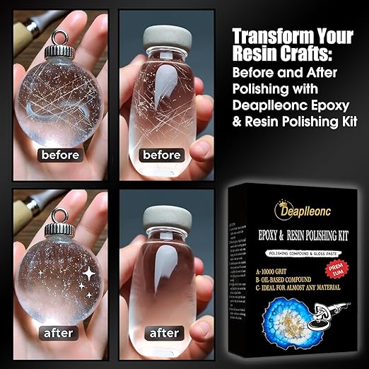 Epoxy Resin Polishing Kit, Epoxy Resin Polishing Compound is Specially Formulated for High-Gloss Finishes, Removing Surface Scratches and Restoring The Luster