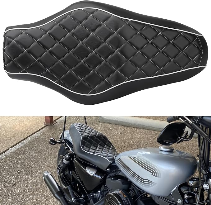 LKV Motorcycle 2-Up Driver Passenger Seats Front Driver Rear Cushion Pad Compatible with Harley Sportster Iron 883 1200 XL XR 48 72 Custom 2014-2016, Diamond