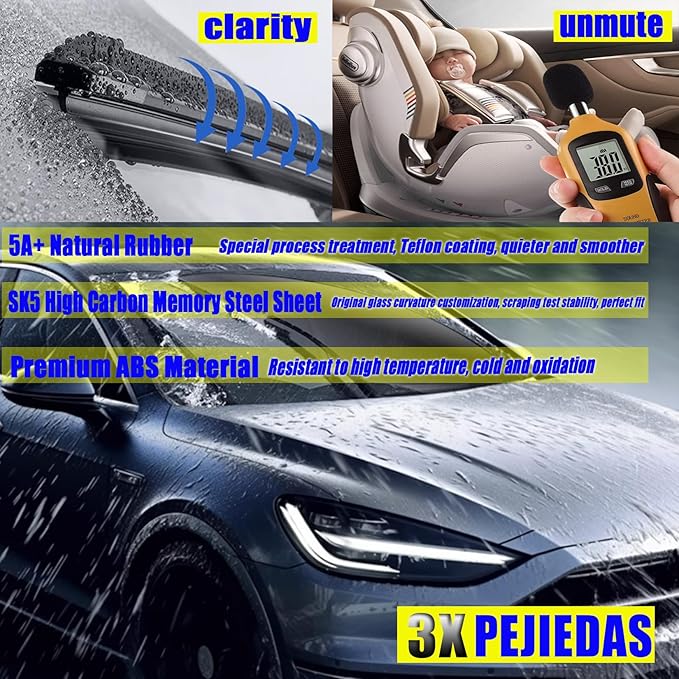 3 x OEM Wiper Blade, Replacement Wiper Blades for Honda CR-V 2017-2023, (26“ & 17” Front Wipers + 12” Rear Wiper Blades)