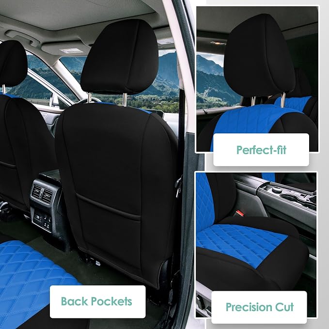 FH Group Custom-Fit Car Seat Covers Specifically Made for 2021-2026 Nissan Rogue, Front Set Blue Ultraflex Neoprene Waterproof Automotive Seat Cover