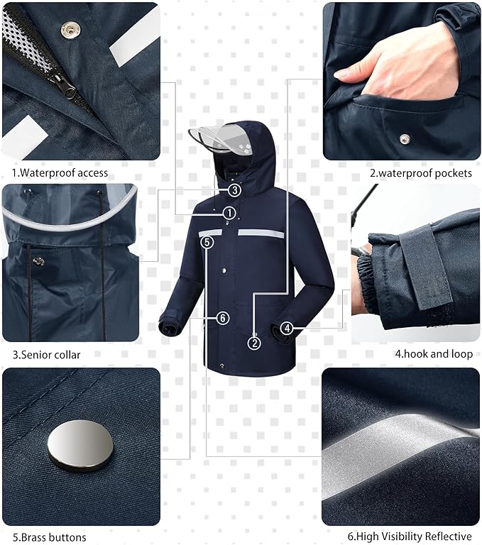 iCreek Rain Suit Waterproof Jacket and Pants Hi Vis Raincoat for Men and Women Reflective Outdoor for All-Sport Work