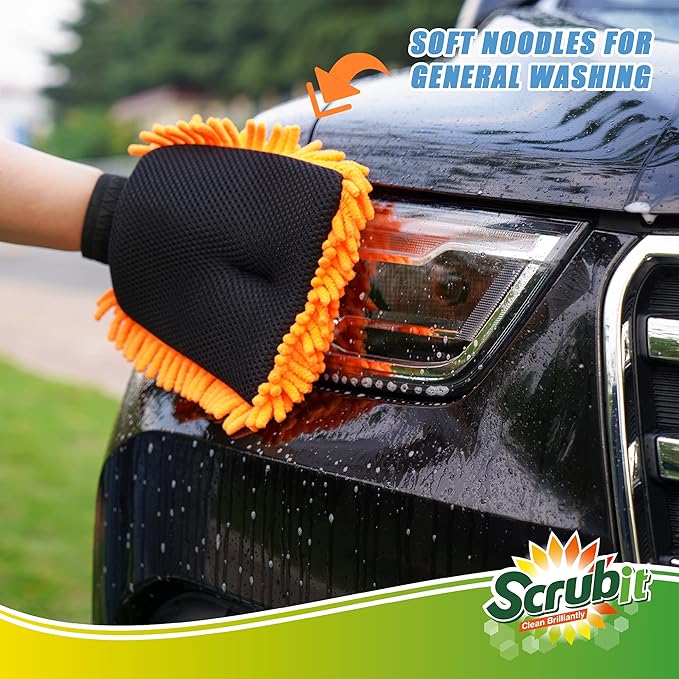 SCRUBIT 2 Pack Car Wash Mitt – Scratch-Free Car Sponges for Washing, Dual Sided Wash Mitts for Car Washing - Premium Car Washing Sponge for Cars, Trucks, and Boats
