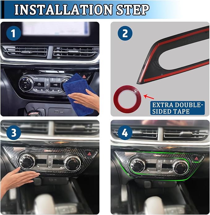 Air Condition Control Switch Panel Cover Anti Scratch Protection Trim Decorative Interior Accessories Kit ABS Material Imitation Carbon Fiber Pattern for Chevrolet Trax 2023 2024 2025
