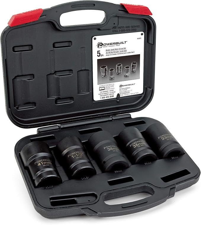 Powerbuilt Master Budd Wheel Socket Tool Set, Remove Wheel and Dual Rear Nuts, Truck Service Tools, Storage Case - 648993