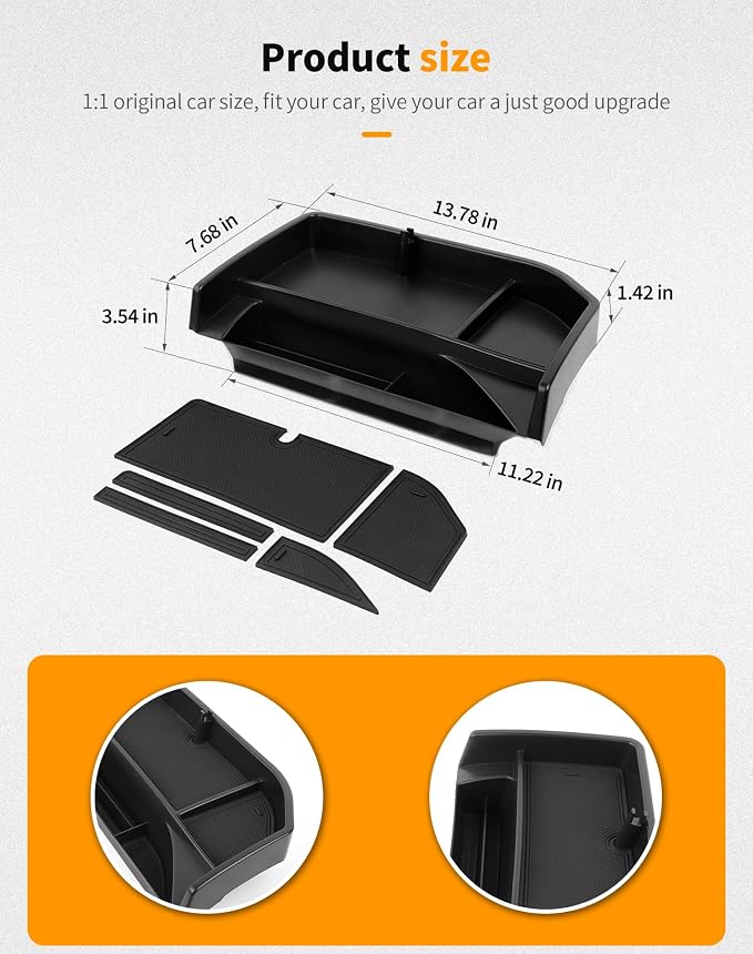 Hoolcar Center Console Storage Tray Dashboard Organizer Fit for Chevrolet Silverado 2022-2025, Black