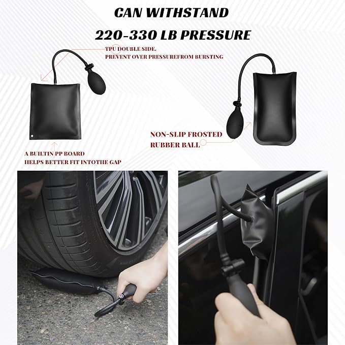 17 PCS Stainless Steel Repair Tools, Car Door Lockout Kit, 68" Long Reach Kit with Air Wedge, Professional Automotive Tool Set