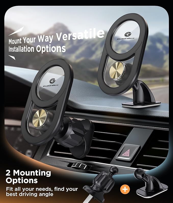 GolbinBox Car Vent Phone Mount for MagSafe,Black and iPhone 17 Pro Case, Wild Rose
