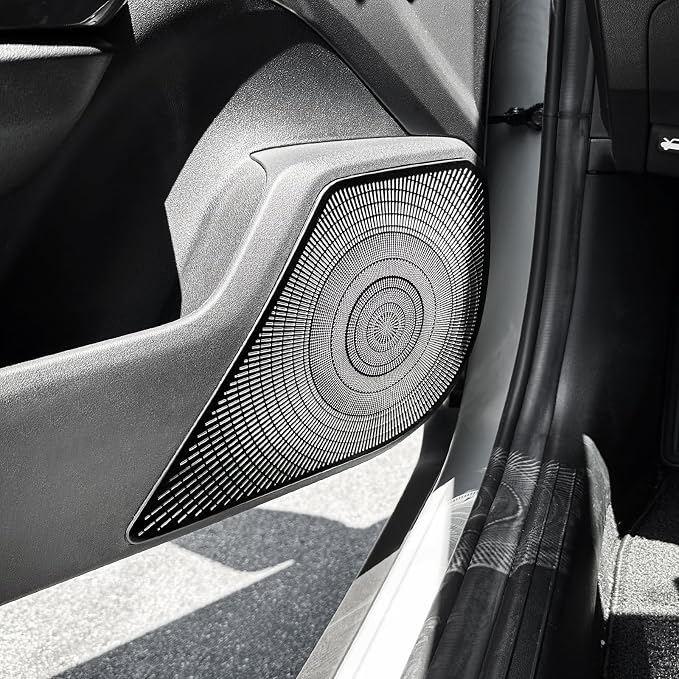 4PCS Stainless Steel Front & Rear Door Speaker Covers Trim Compatible with Kia K4 2025-2026 Accessories (Black)