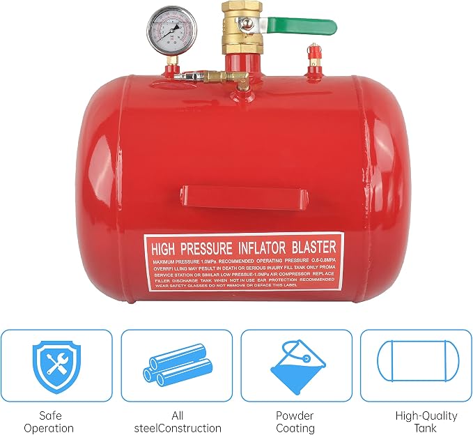 7.5 Gallon Air Tire Bead Seater 110 PSI Blaster Tool Seating Tire Inflator with Gauge by GESEXI - Car Truck ATV Tire Inflator Tank,Red