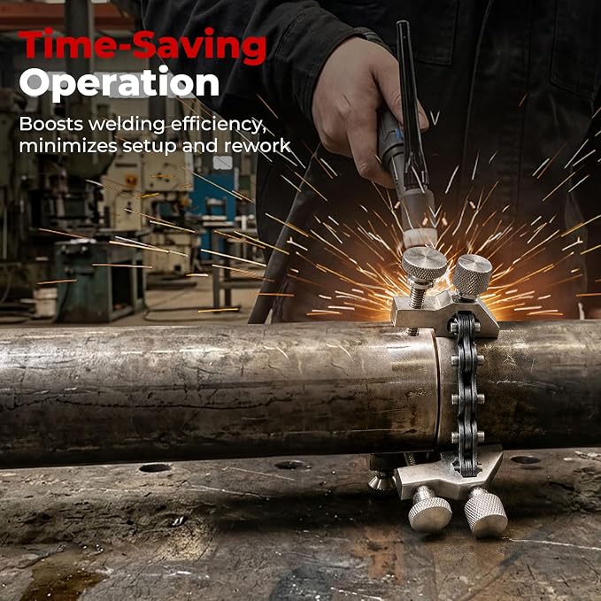 Adjustable Pipe Alignment Chain Pliers Fits Pipes Up to 14" Diameter, 48" Replaceable Chain Clamp for Precise Alignment, Chain Grips Ideal for Welding & Maintenance