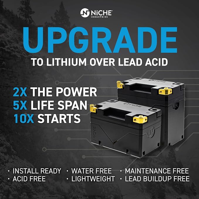 NICHE Lithium Battery with Charger YTZ10S 12V 4Ah 240A for Yamaha Honda Kawasaki KTM Suzuki ATV Motorcycle