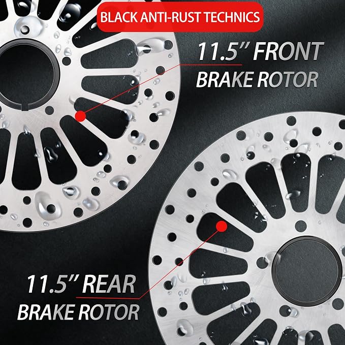 11.5'' Front Rear Brake Dsic Rotor Kit 2PCS Compatible with Harley Sportsters Davidson Softail Dyna Early Super Glide Motorcycle, Update 420 Stainless Steel Rotor Motorcycle Brake Disc