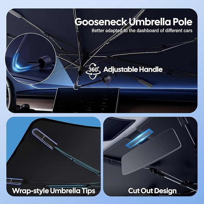 EcoNour Foldable Windshield Sun Shade & Window Tint Fit for 2011-2016 2017 2018 Volkswagen Jetta Sunshade, Front Car Window Shades Sun Visor, UV Protection, Heat Blocker, Car Accessories