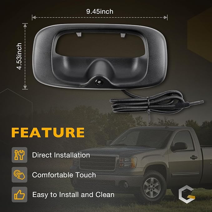 Gledewen Tailgate Handle with Backup Camera, Pickups Reverse Rear View Backup Camera, Compatible with 1999-2007 Chevy Silverado GMC Sierra 1500 2500 3500, Replaces#15997911 15228539
