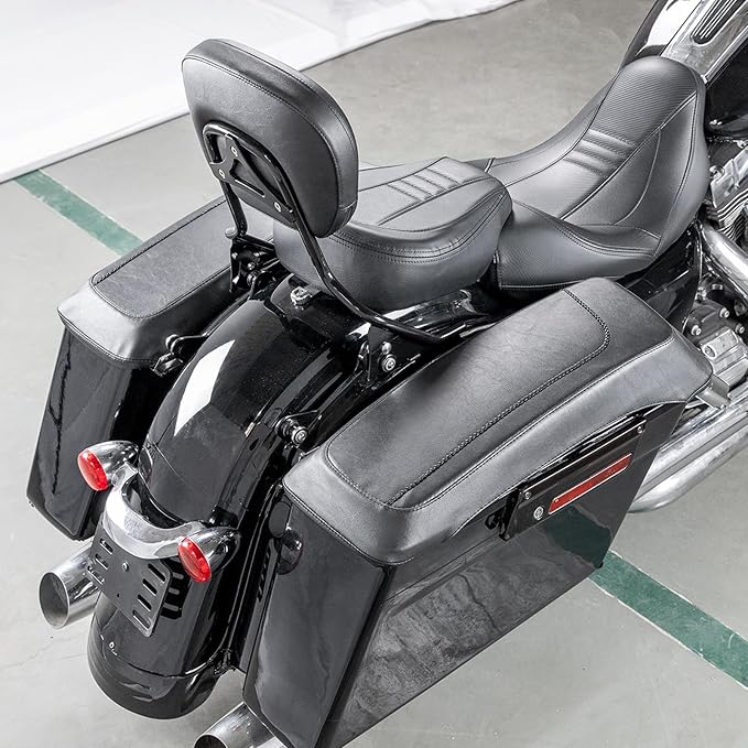 Mofun PU Leather Saddlebag Speaker Lid Bra Protective Cover Compatible with Harley Touring Road King Electra Road Street Glide 1993-2013