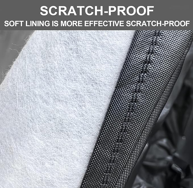 300D Heavy Duty Motorcycle Cover Waterproof Outdoor, Quad Cover for BMW, Harley, Yamaha, Lined with Cotton, Touring, Sportbike, Scooter, Powersports Vehicle Covers, L Black & Silver