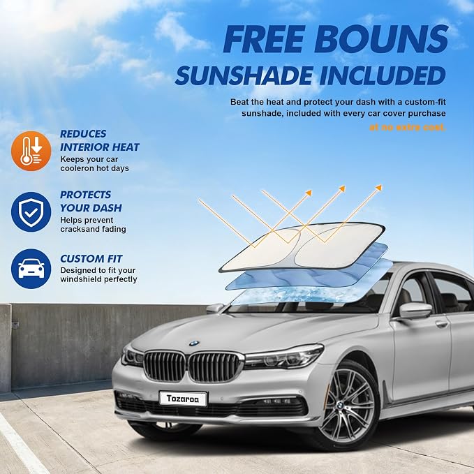 Car Cover Waterproof All-Weather,Heavy-Duty Outdoor Full Exterior Automobiles Sedan/Coupe (Length 204-208 inch) with Windshield Sun Shade Universal Fit Lexus ES350, Tesla Model S,BMW 740i etc