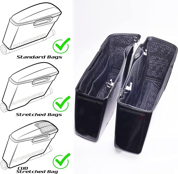 Harley Saddlebag Liners Organizer 2 In 1 For 14-22 OEM Standard Saddlebags Lining CVO Tapered Saddlebags 2021 Street Glide Saddle Bag Liners Stretched Saddlebag Liners Carpet Liners Bag Inserts