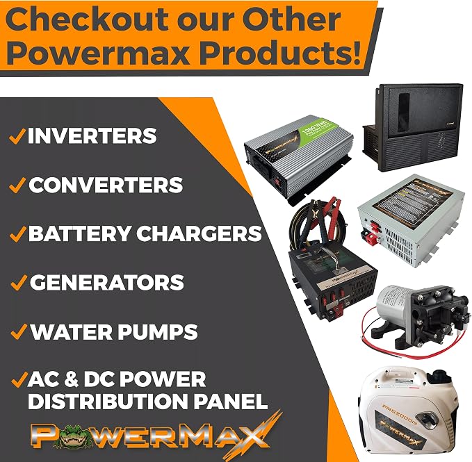 Powermax PM4 55A MBA 110V AC to 12V DC 55 Amp Power Converter with Built-in 4 Stage Smart Battery Charger