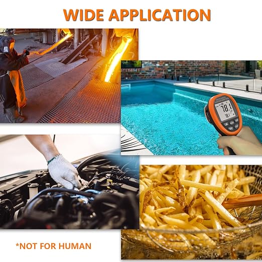 Pyrometer 30:1 Industrial, -58℉ to 2732℉ Digital High Temp Infrared Thermometer, Non Contact Laser Thermometer Gun, IR Temperature Gauge for Forge Grill (NOT for Human)