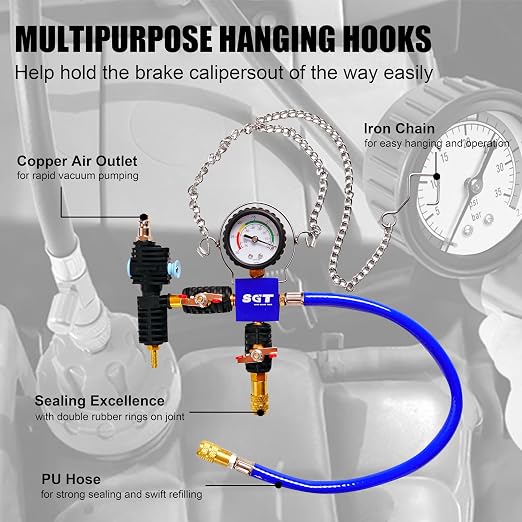 SGT Coolant Pressure Tester Kit, 33pc Universal Cooling System Radiator Leak Tester & Refiller with 23 Radiator Adapters,Master Coolant Vacuum Refill Kit with Vacuum Pump Vacuum Purge & Refill Tool