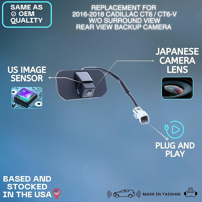 Backup Camera Replaces for 2016 2017 2018 Cadillac CT6/CT6-V w/o Surround View OE Part # 23404036