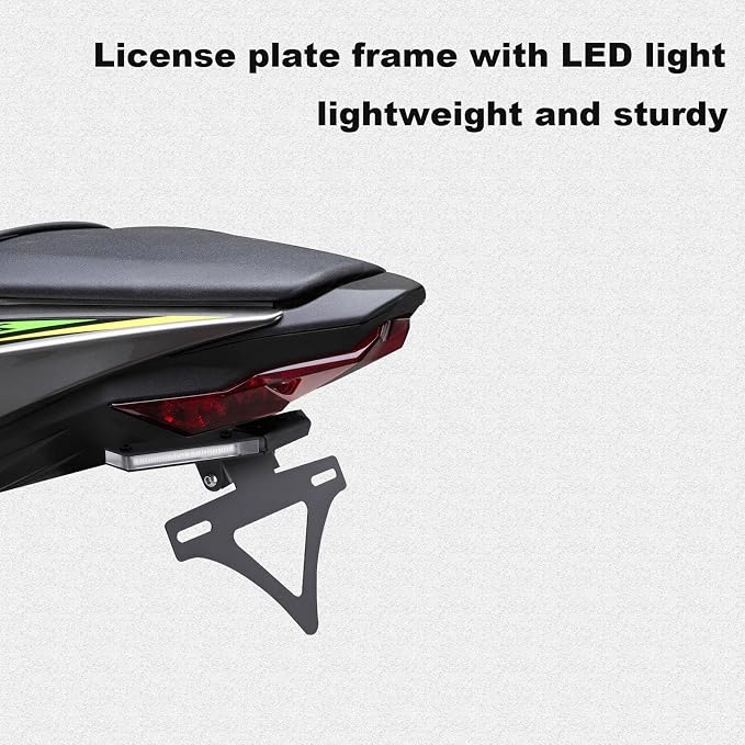 Motorcycle Fender Eliminator Kit Rear License Plate Holder with LED Light Fit for Kawasaki Ninja 636 ZX 6R ZX6R ZX-6R 636 2024 2025 Tail Tidy with Tail rack bracket Turn Signal Indicator