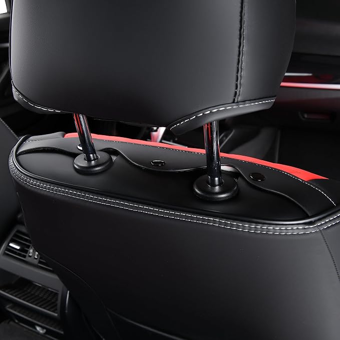 FLORICH Seat Covers for Cars, Waterproof Seat Covers, Leather Car Seat Covers 2 Pack, Universal Seat Cushion Protector for Most Cars Trucks SUV-Black&Red