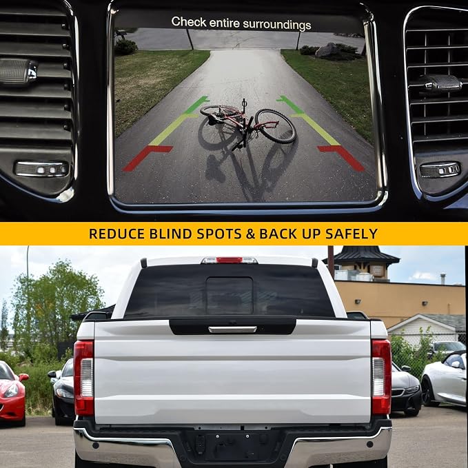 Dasbecan Rear View Backup Camera Compatible with Ford F250 F350 Super Duty 2017 2018 2019 Parking Assist Camera Replaces HC3Z-19G490-X HC3Z-19G490-E HC3Z-19G490-M HC3Z-19G490-T (Round Hole Plug)