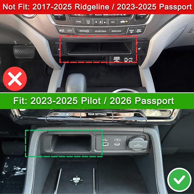 Upgrade Center Console Organizer for 2026 Honda Passport/2025 2024 2023 Honda Pilot Accessories - Extra Secret Storage Drawer Tray & Secondary Storage Box Insert Divider (Not for Ridgeline)