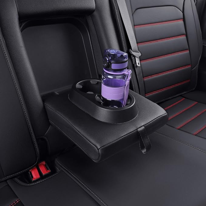 LUCKYMAN CLUB Silverado Seat Covers Fit for 2007-2023 2024 2025 Chevy Sierra Silverado 1500 2500 3500 Crew,Double,Extended Cab with Water Proof Faux Leather (Black & Red Full Set)