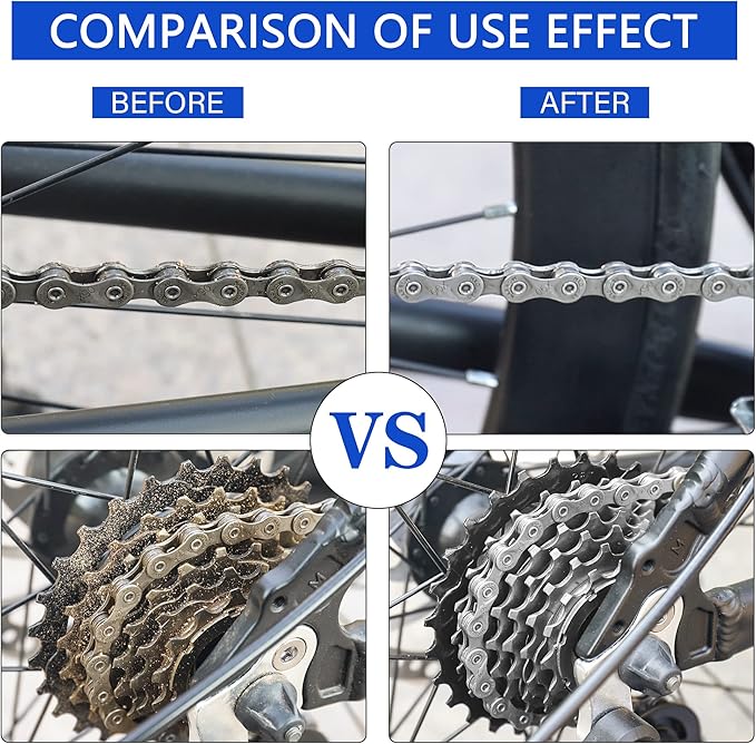 Bike Chain Cleaner Set, Bike Cleaners Bicycle Cleaning Kit 100ML Chain Lube and 300ML Cleaning Spray, Bike Cleaner Kit with Brushes Cycling Maintenance, Suitable for All Types of Bike