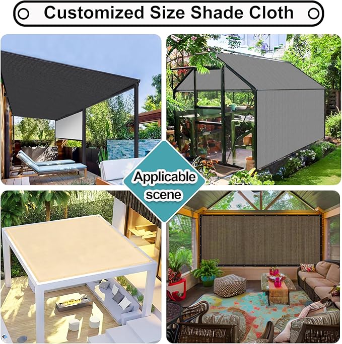 Shade&Beyond Customized 90% Sun Shade Cloth with Grommets, 12' X 20' Pergola Shade Cover Canopy, Mesh Tarp Sun Screens for Patio, Outdoor, Garden, Backyard, Black