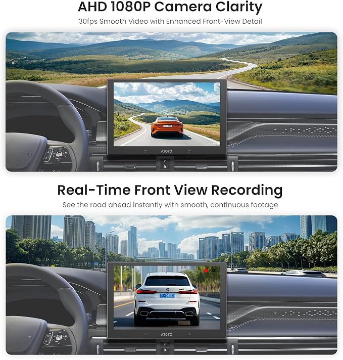 ATOTOZONE AHD1080P 30fps Front Camera,147.2° Wide Angle, Starlight Night Vision, WDR,G‑Sensor,Loop Recording,Compatible with V10, S8 GEN4, S8L Floating Screen Series, AC-HD30FHU