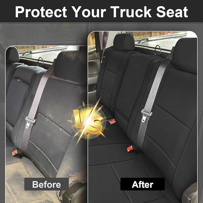 SAPUBK Rear Seat Covers Sets Replace for 2014-2018 Chevy Silverado/GMC Sierra 1500, Premium Neoprene with Composite Soft Foam Lining Breathable Seat Cover Cushion