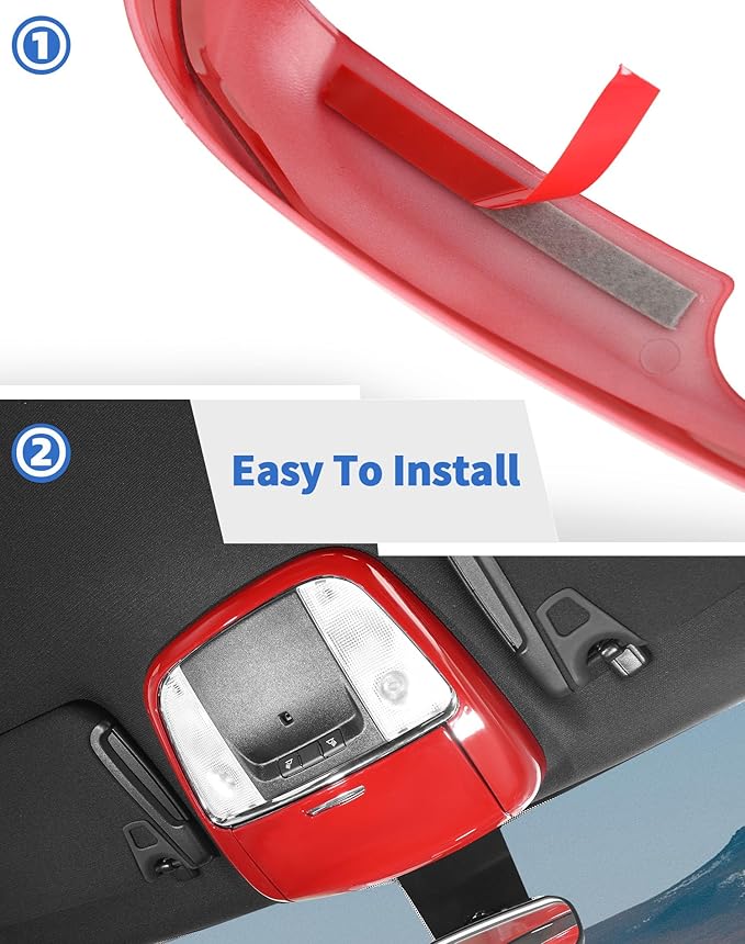 Roof Reading Light Cover Trim Fit for 2011 + Dodge Charger/Durango/Chrysler 300 Interior Accessories Red Reading Lamp Decals Cover Trim Sticker Kit